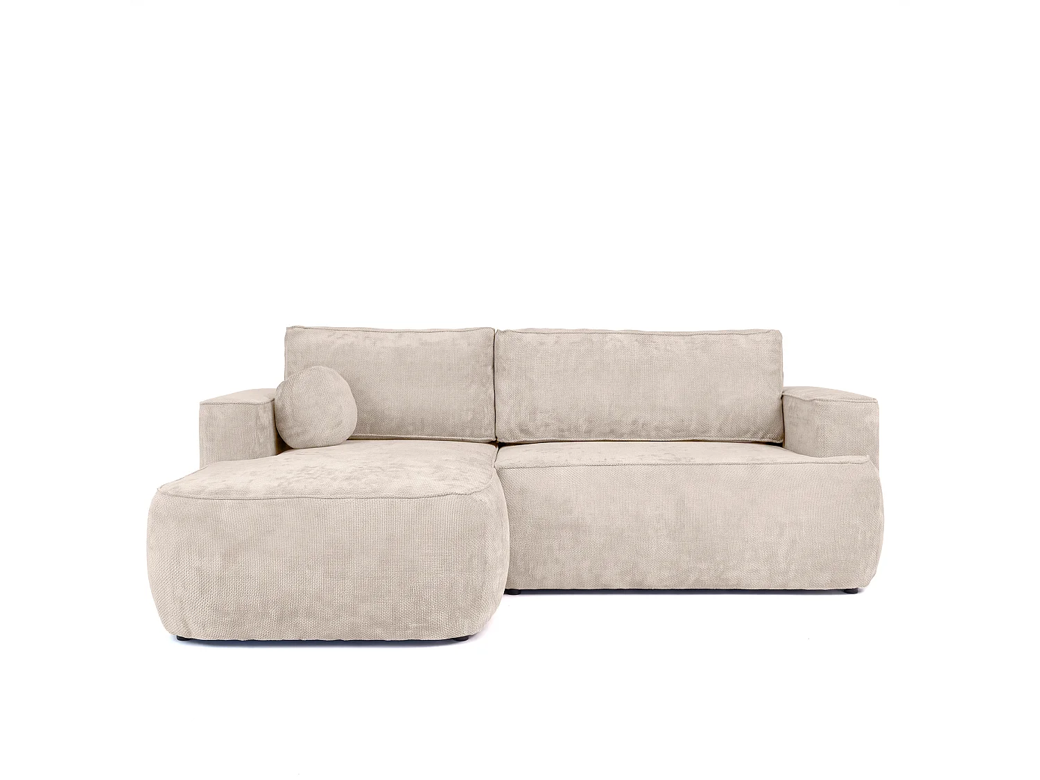Moon Mini-hoekbank met slaapfunctie, Flow-stof, links, crème (04)