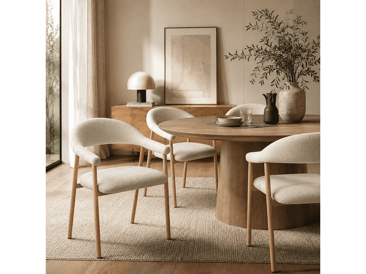 Set van 2 stoelen in boucléstof, B56 cm - AREN