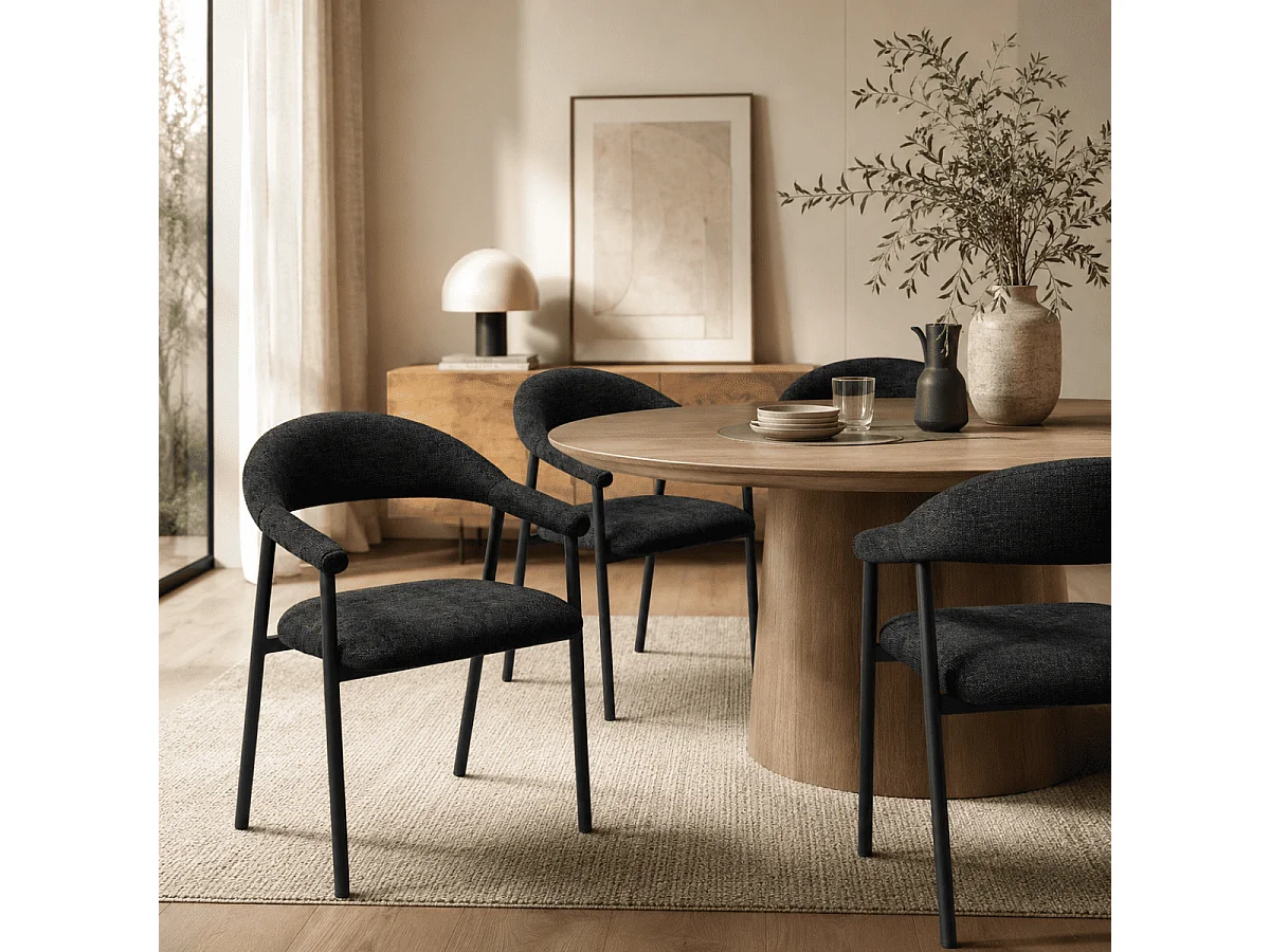 Set van 2 stoelen in boucléstof, B56 cm - AREN