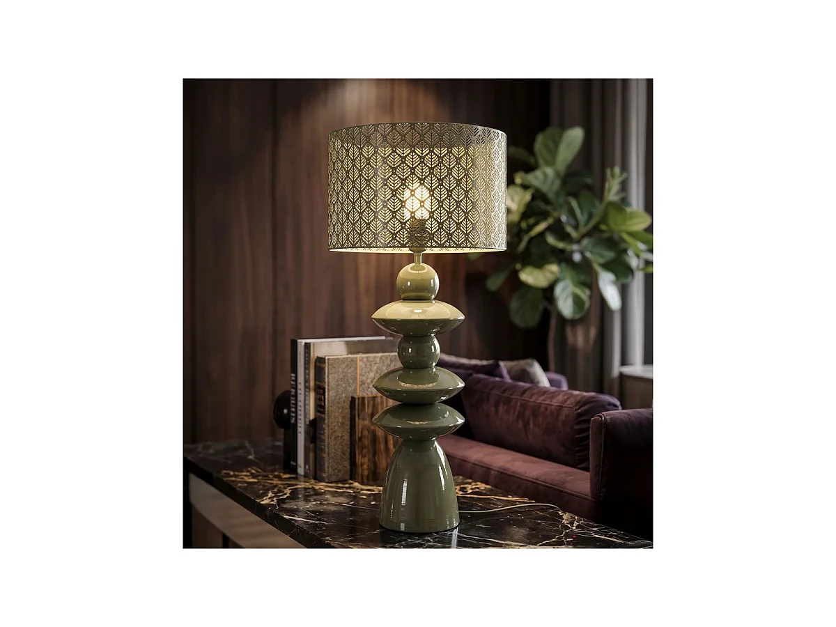 Lampe à Poser Totem en Métal "Pila" 71cm Vert