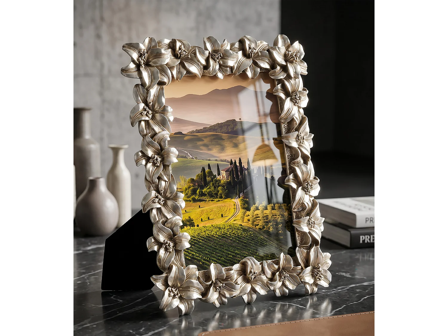 Cornice stile glamour con fiori  cm 22x2,2x27,3