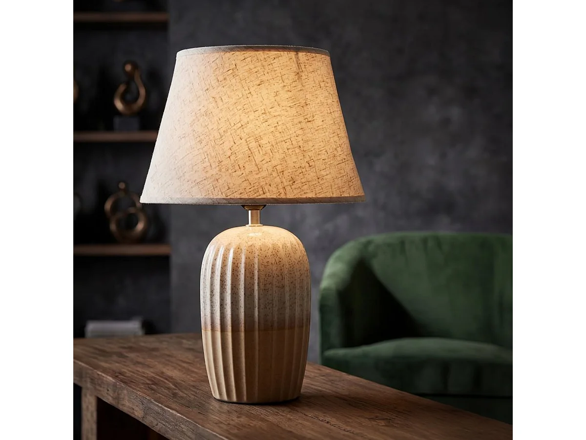Lampe de table en céramique et polyester Tiered Peach Poise
