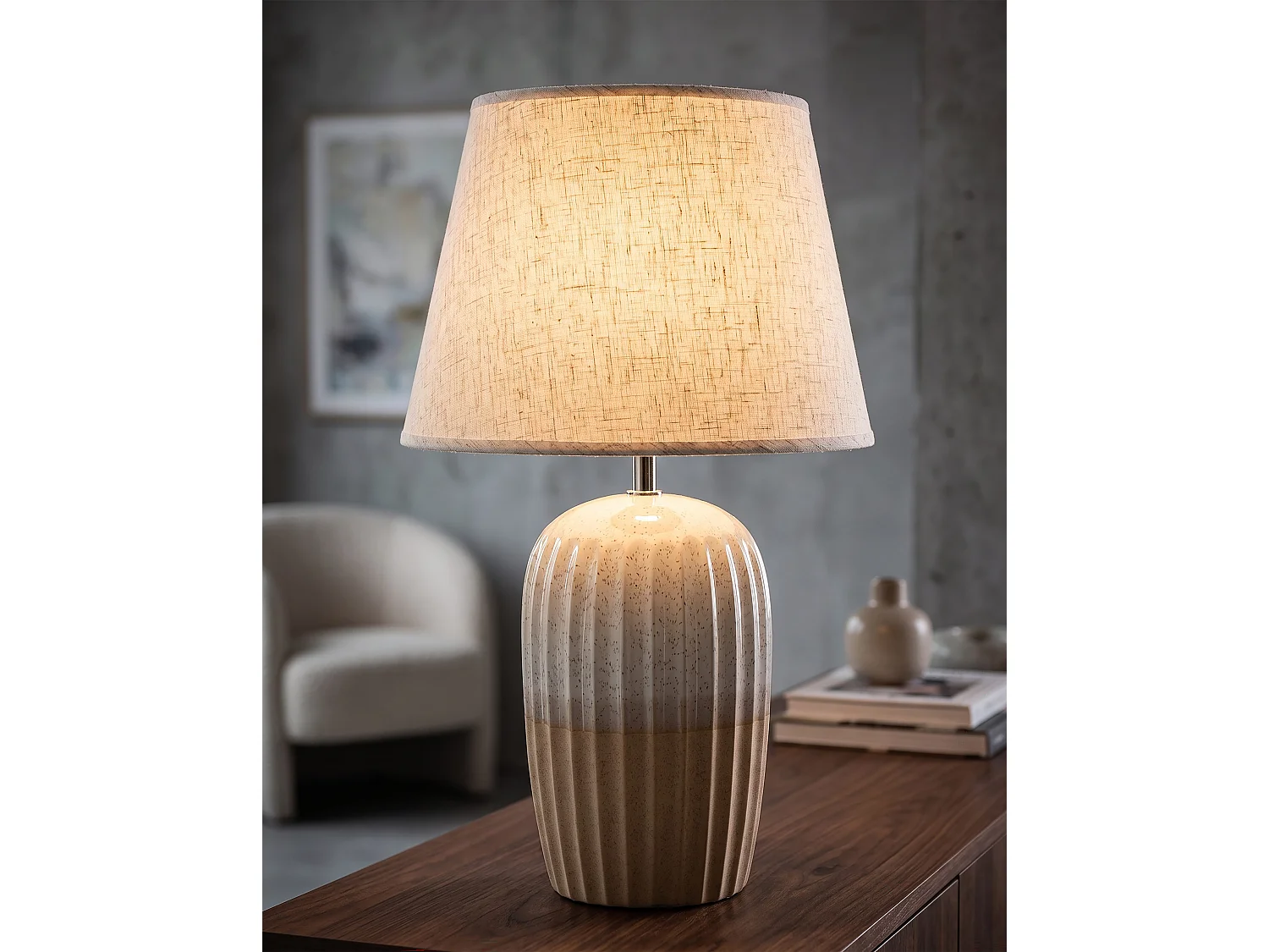 Lampe de table en céramique Japandi Peach Levels Glow
