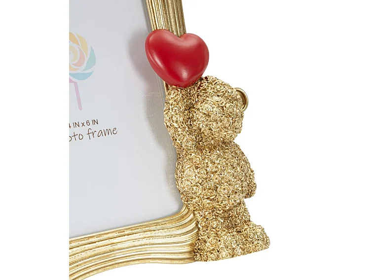 Cadre photo glamour en forme d'ours en peluche, 16,4 x 3,5 x 19,5 cm  (dimensions intérieures : 10 x 15 cm)