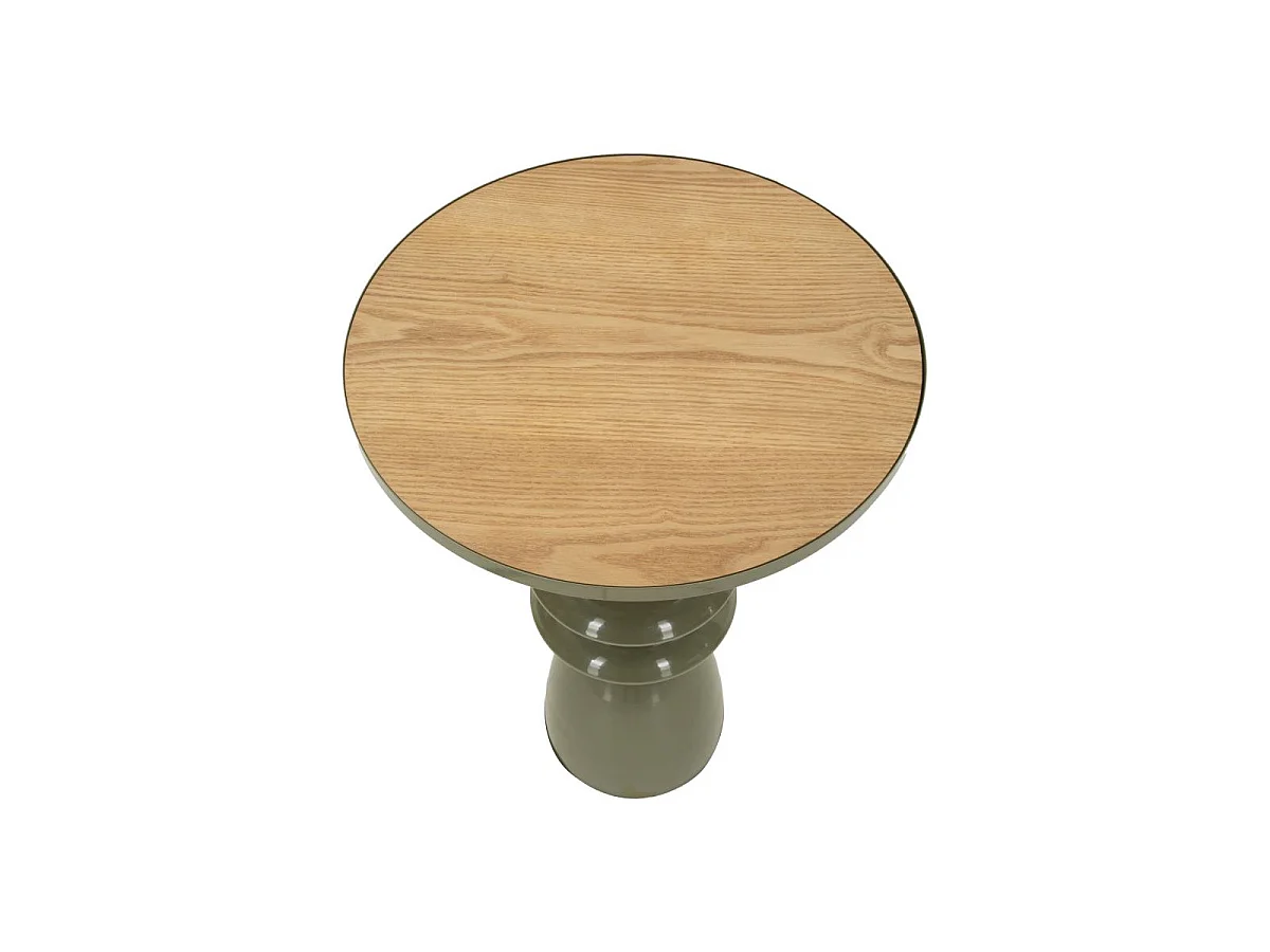 Metalen tafel met houten blad, ø 45,5 x 63 cm