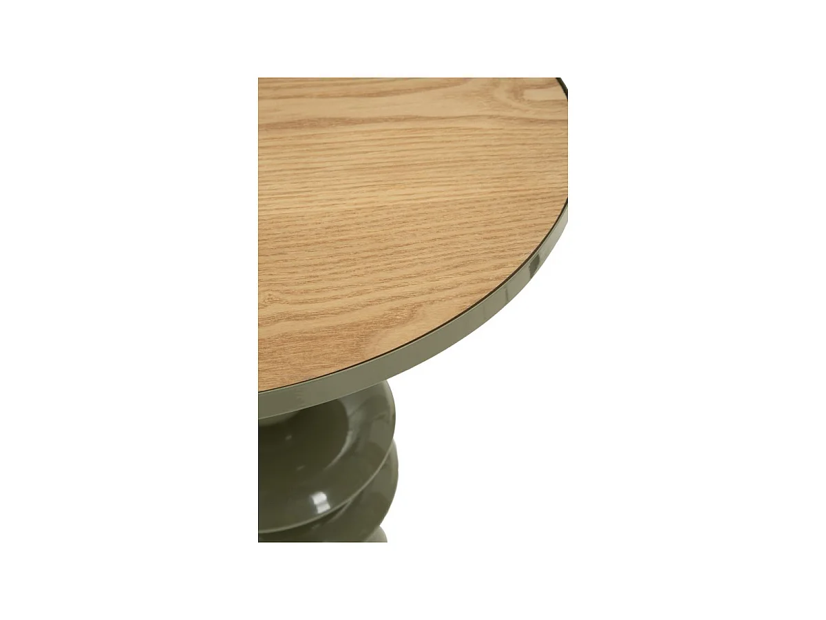 Metalen tafel met houten blad, ø 45,5 x 63 cm