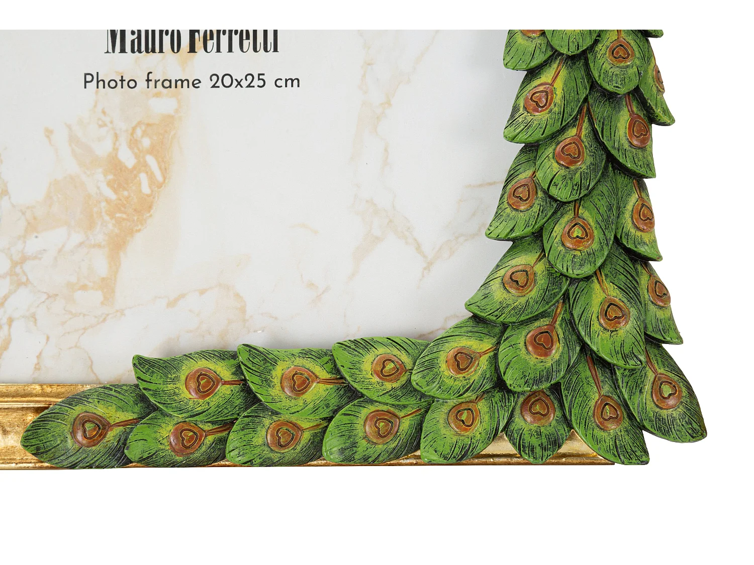 Cornice con pavone in stile eclettico cm 27x2,9x34,2