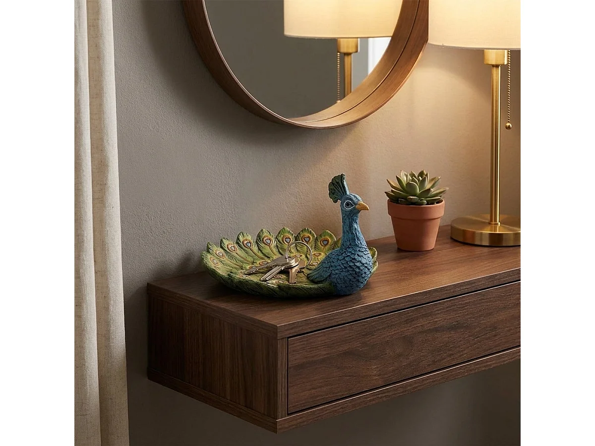 Svuotatasche decorativo eclettico a forma di pavone cm 18x16x10