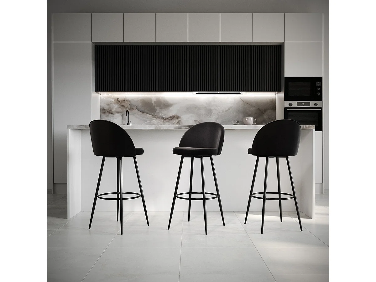 Lot de 2 chaises de bar velours L52 cm - HOUNDI