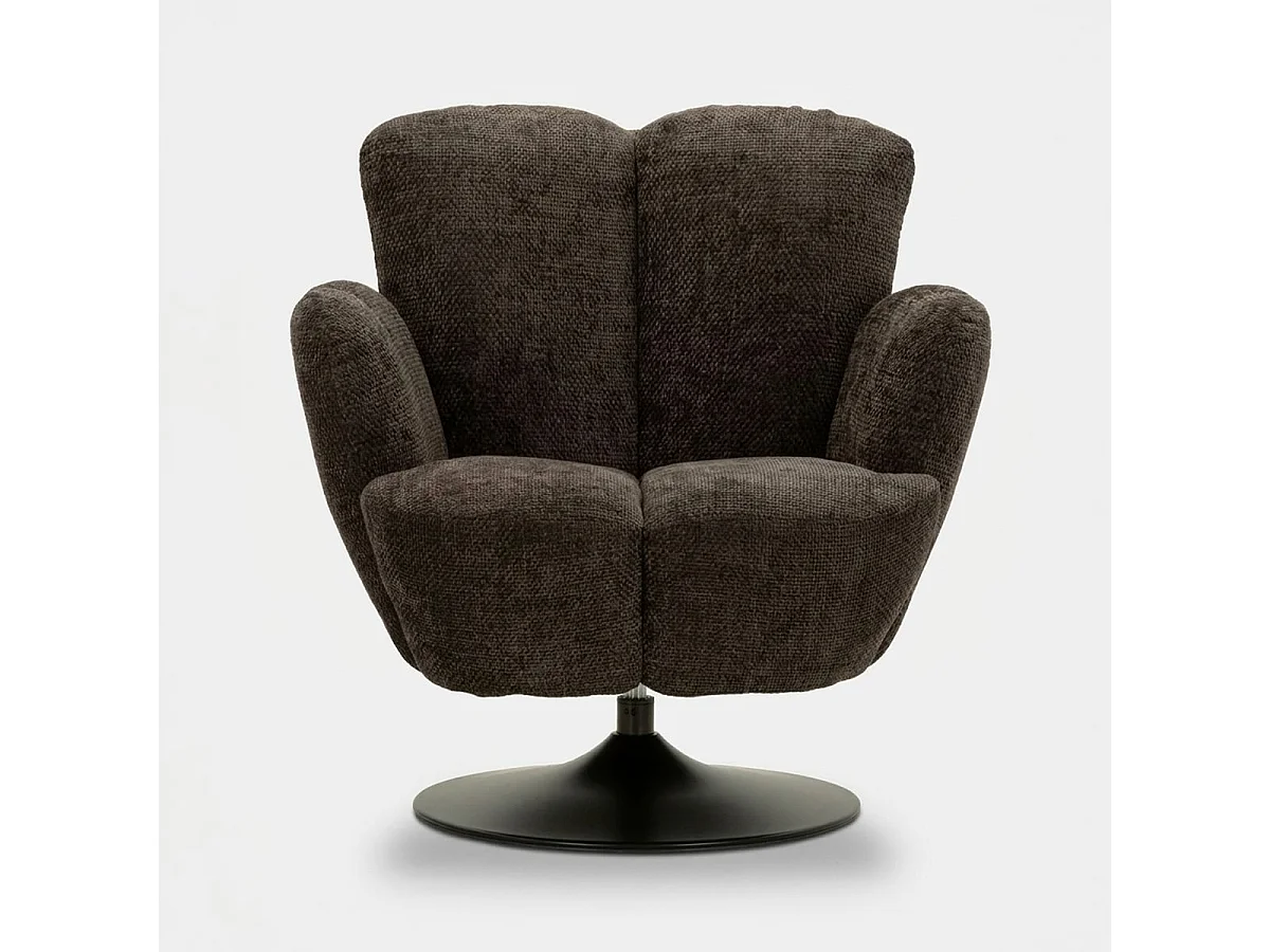 Fauteuil pivotant rétro rembourré de salon Monaco Poise - Noir