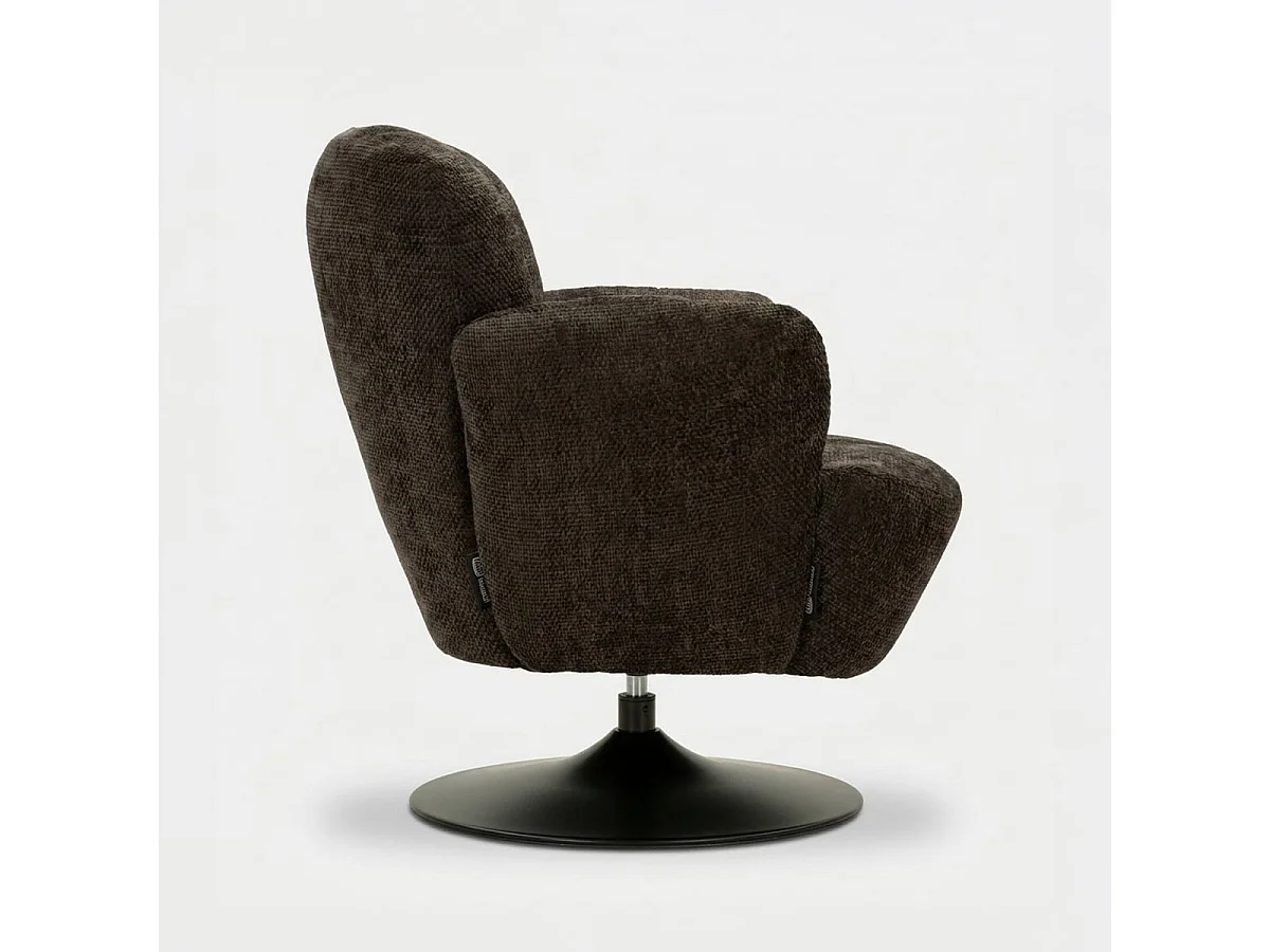Fauteuil pivotant rétro rembourré de salon Monaco Poise - Noir