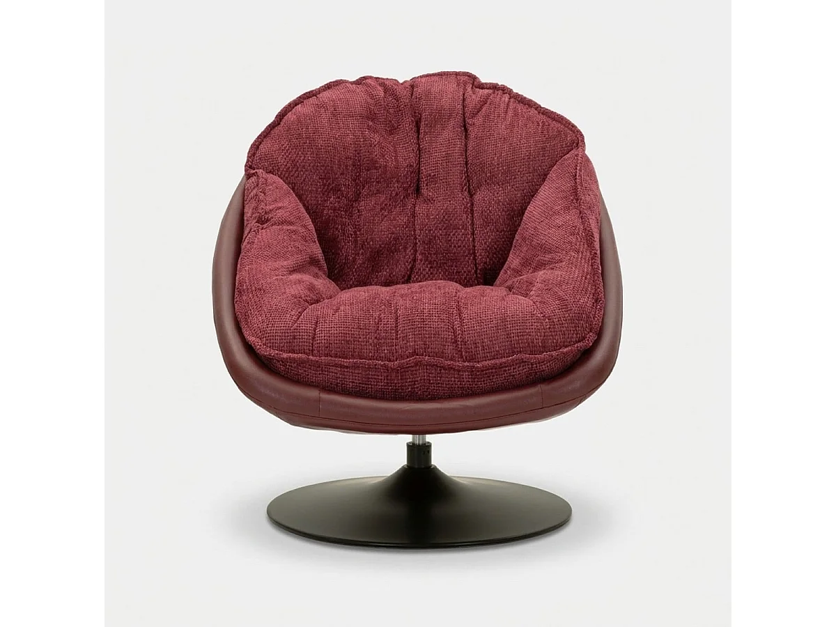 Fauteuil pivotant rembourré design rétro Poise - Bordeaux