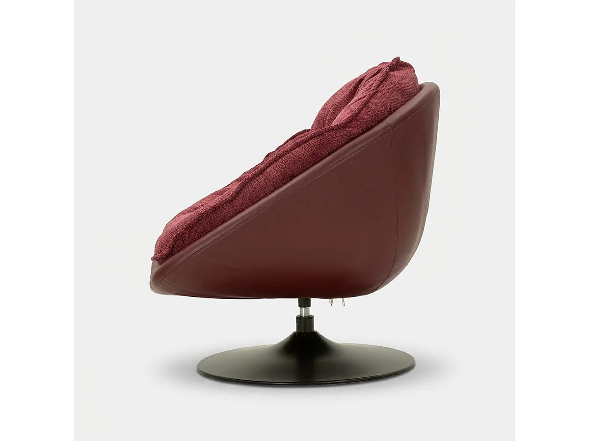 Fauteuil pivotant rembourré design rétro Poise - Bordeaux