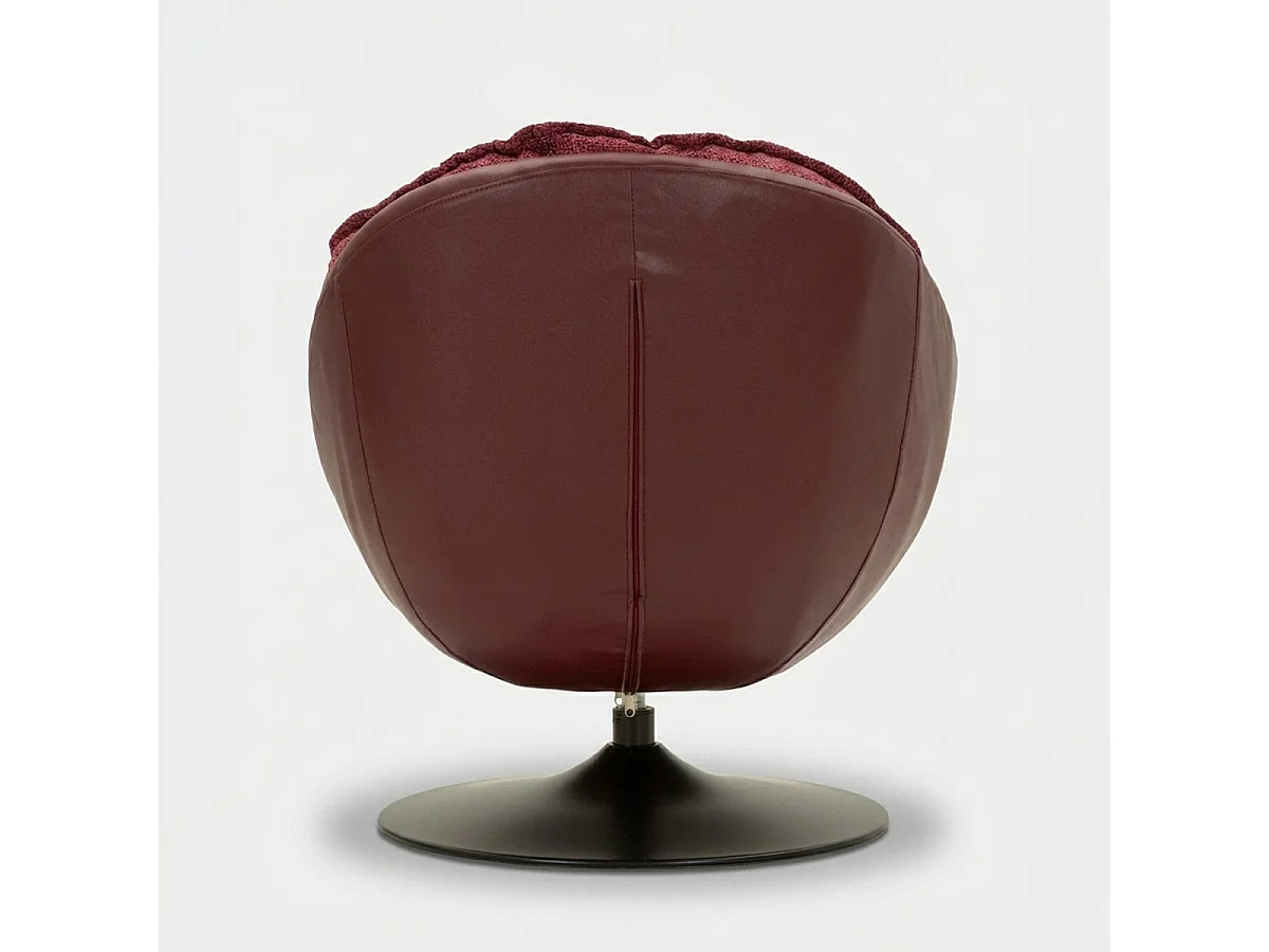 Fauteuil pivotant rembourré design rétro Poise - Bordeaux