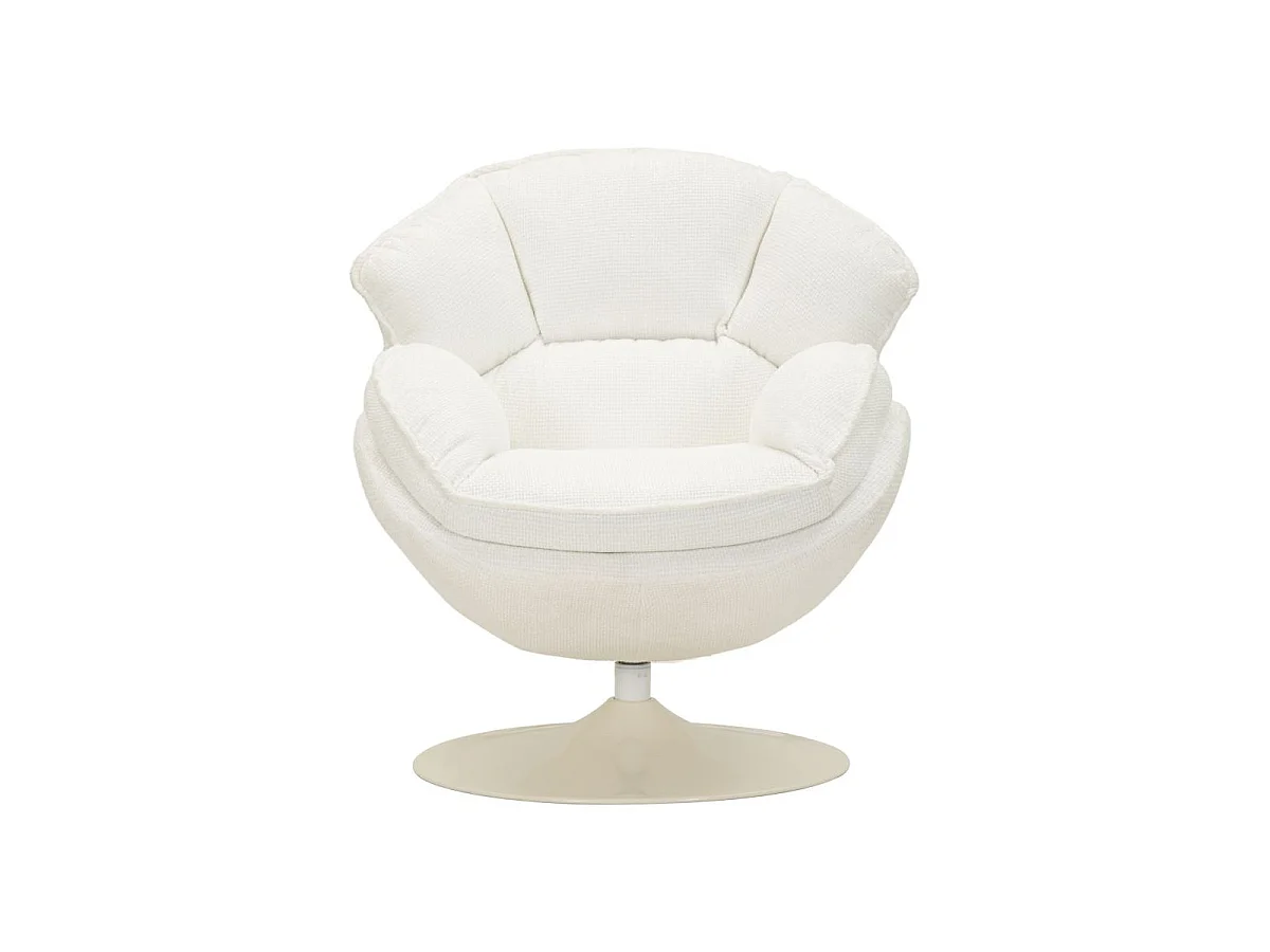 Witte draaibare fauteuil in retrostijl, 85x80x81 cm