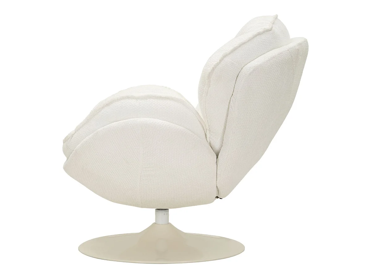 Witte draaibare fauteuil in retrostijl, 85x80x81 cm