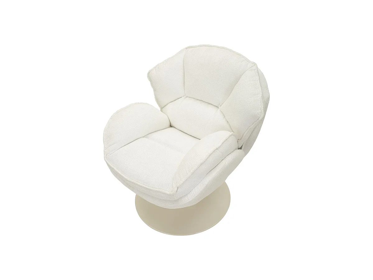Witte draaibare fauteuil in retrostijl, 85x80x81 cm