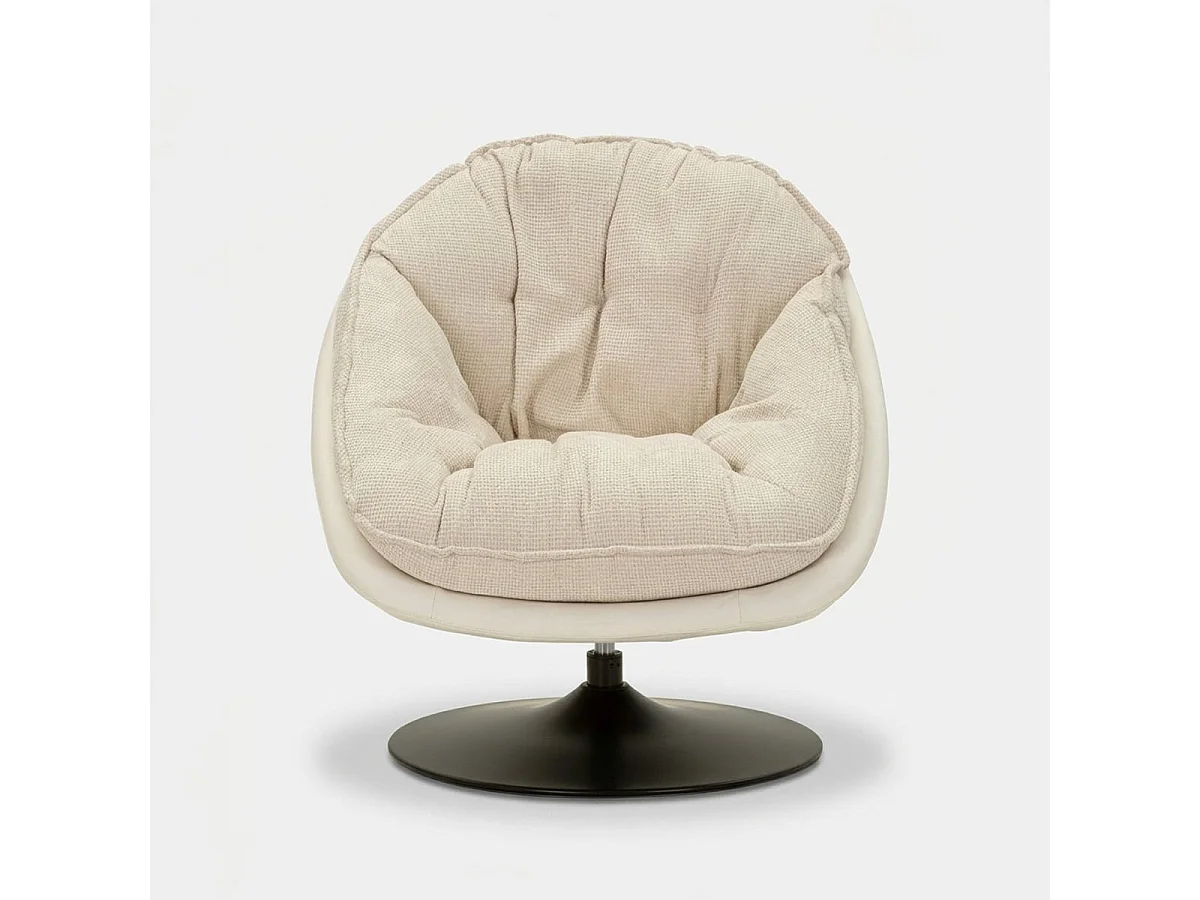 Crèmekleurige draaibare fauteuil in retrostijl, 78x78x84 cm