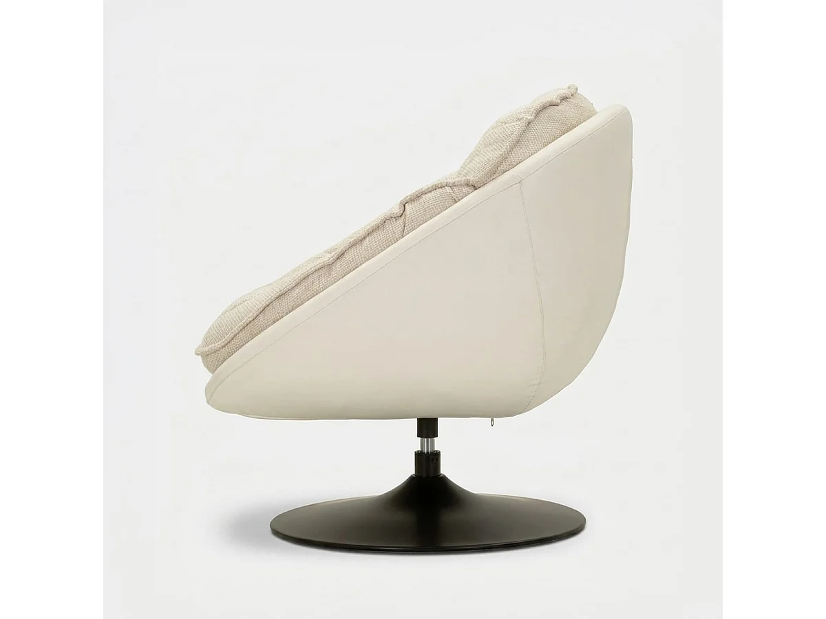 Crèmekleurige draaibare fauteuil in retrostijl, 78x78x84 cm