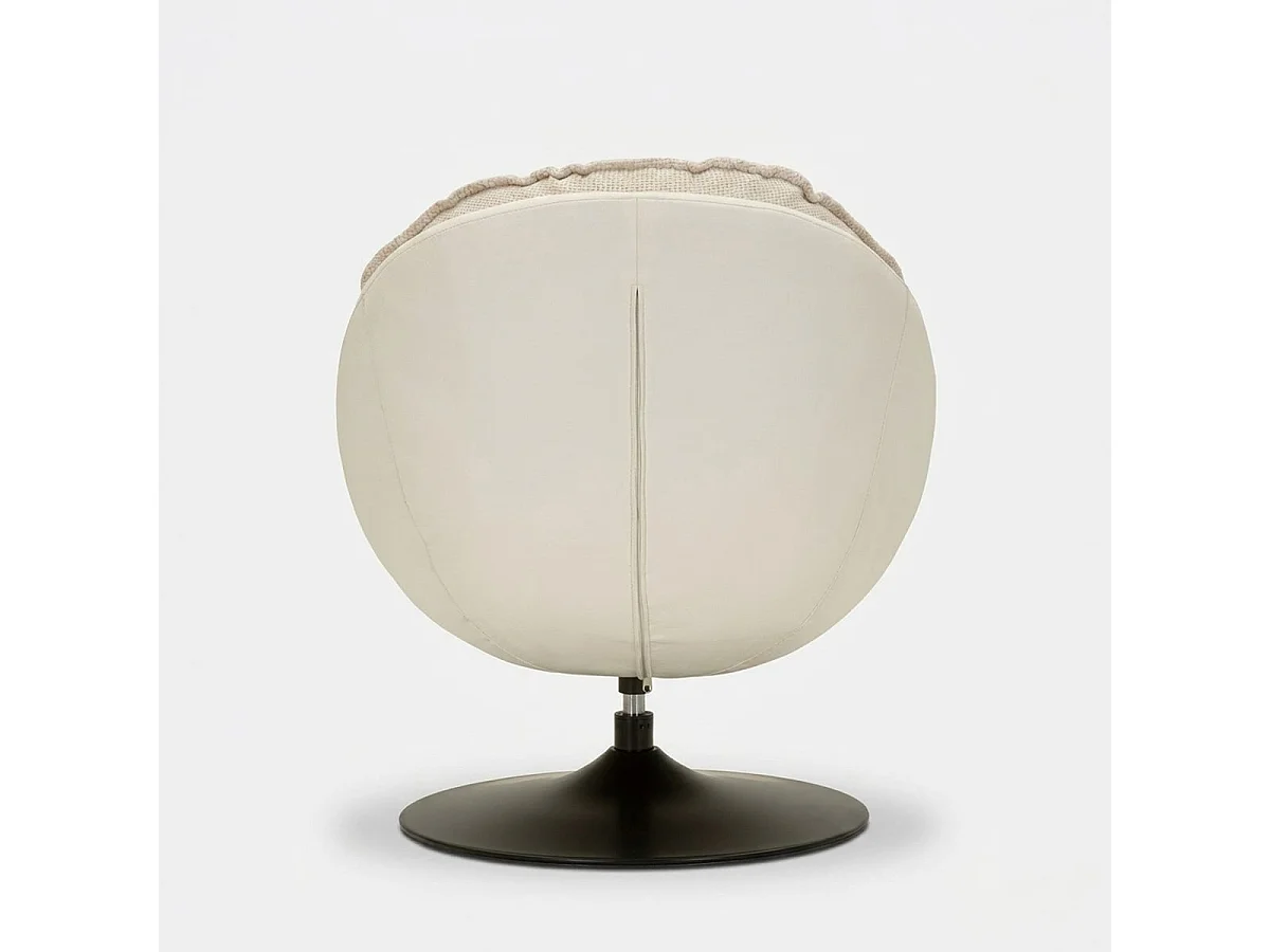 Crèmekleurige draaibare fauteuil in retrostijl, 78x78x84 cm