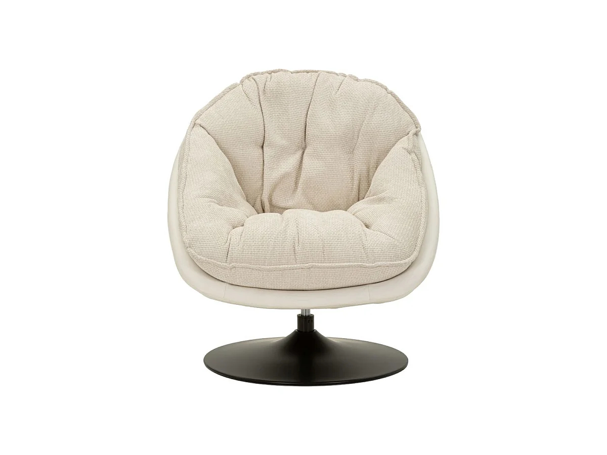 Crèmekleurige draaibare fauteuil in retrostijl, 78x78x84 cm
