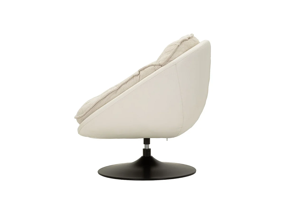 Crèmekleurige draaibare fauteuil in retrostijl, 78x78x84 cm