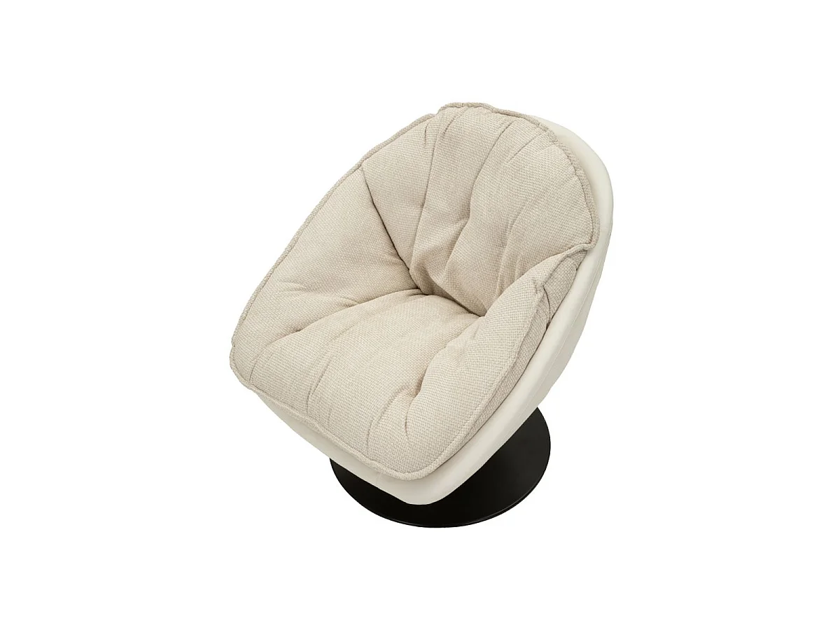 Crèmekleurige draaibare fauteuil in retrostijl, 78x78x84 cm