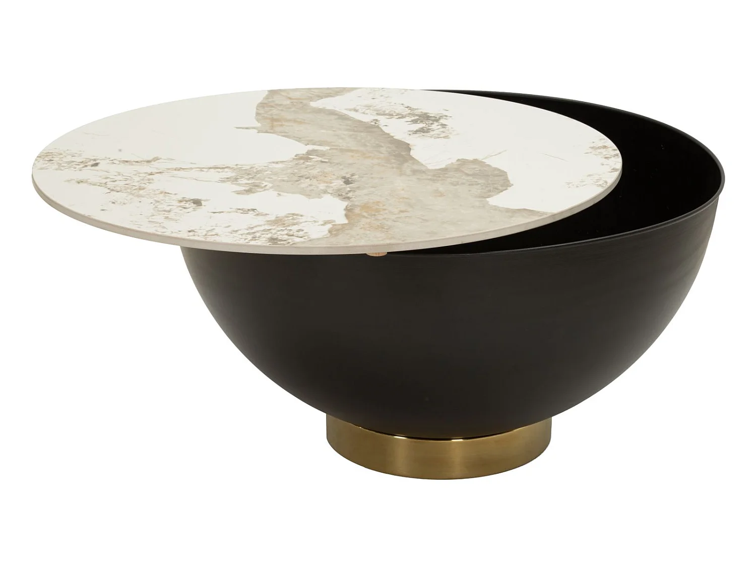 Table Basse Coffre Effet Marbre "Ony" 73cm Marron