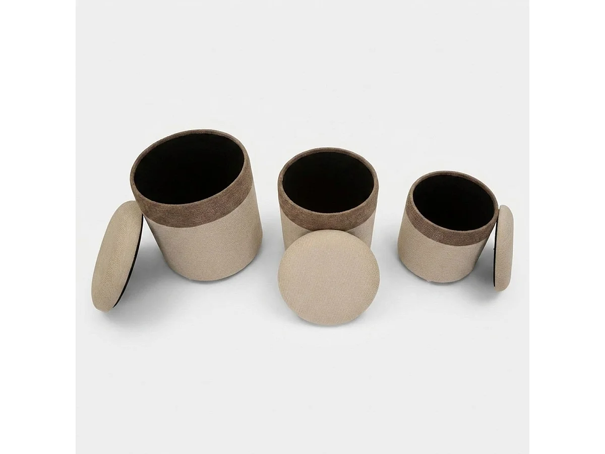 3er-Set nordische Sitzhocker mit Stauraum aus Stoff Ankara Nesting Trio