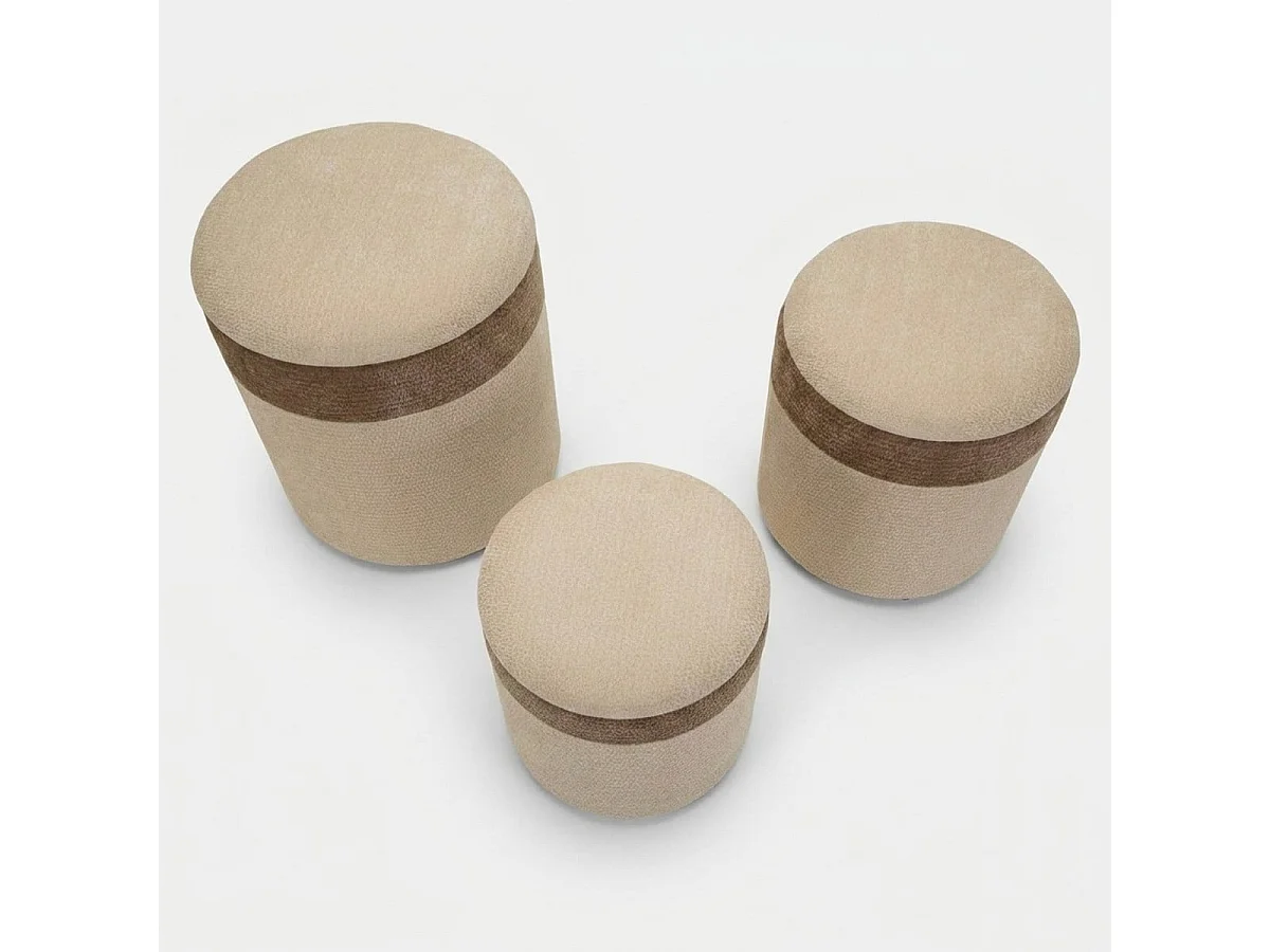 3er-Set nordische Sitzhocker mit Stauraum aus Stoff Ankara Nesting Trio