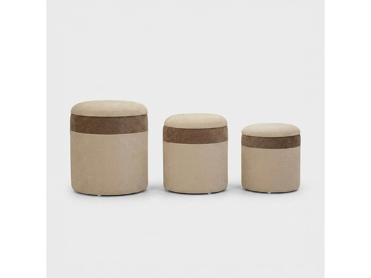3er-Set nordische Sitzhocker mit Stauraum aus Stoff Ankara Nesting Trio