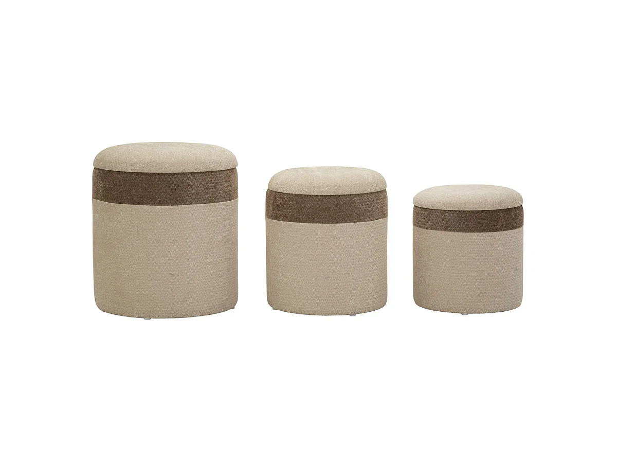 Set van 3 opbergpoefs in Scandinavische stijl, afmetingen ø 39x47-35x38-31x33 cm