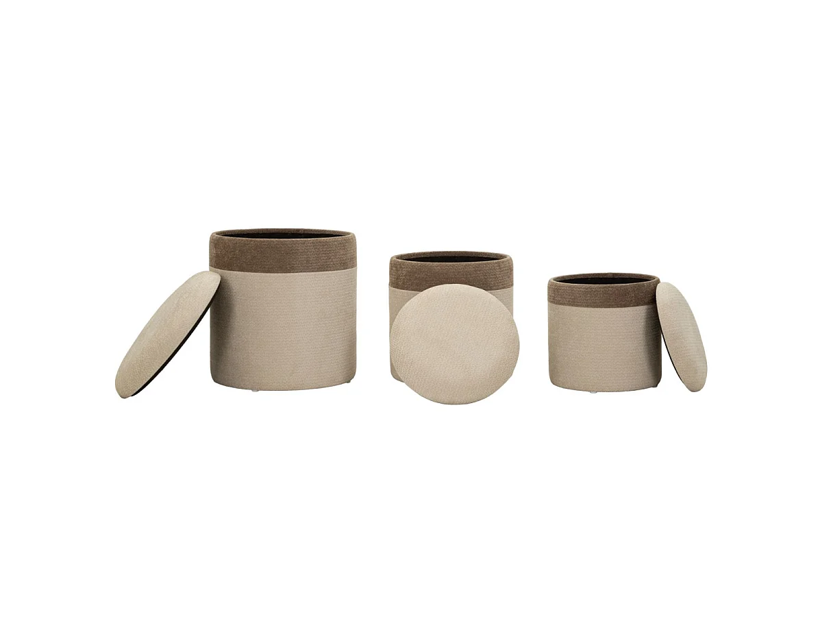 Set van 3 opbergpoefs in Scandinavische stijl, afmetingen ø 39x47-35x38-31x33 cm