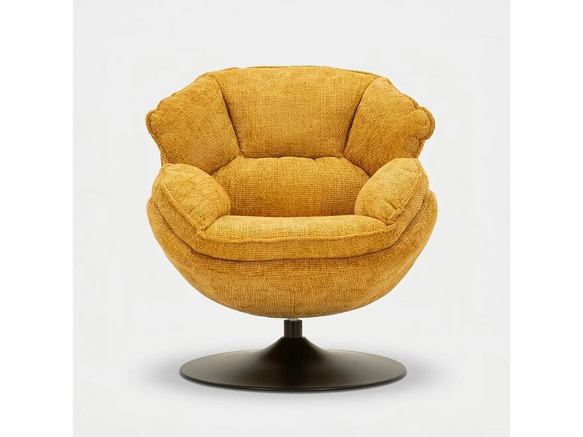 Fauteuil pivotant rétro rembourré pour salon Hamburg Poise - Jaune