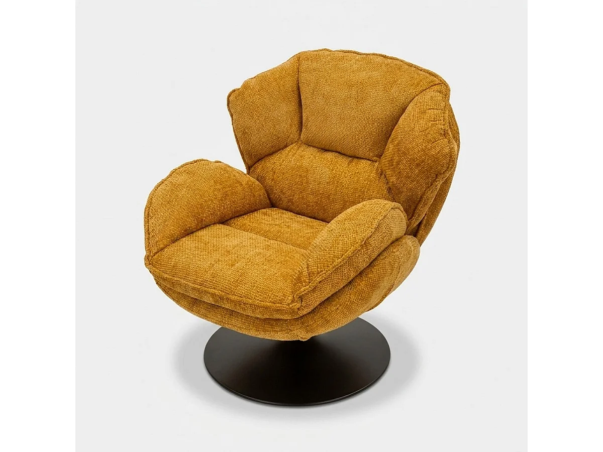 Fauteuil pivotant rétro rembourré pour salon Hamburg Poise - Jaune