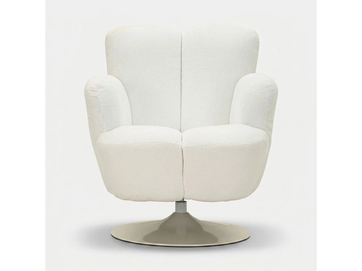Witte draaibare fauteuil in retrostijl, 86x77x92 cm
