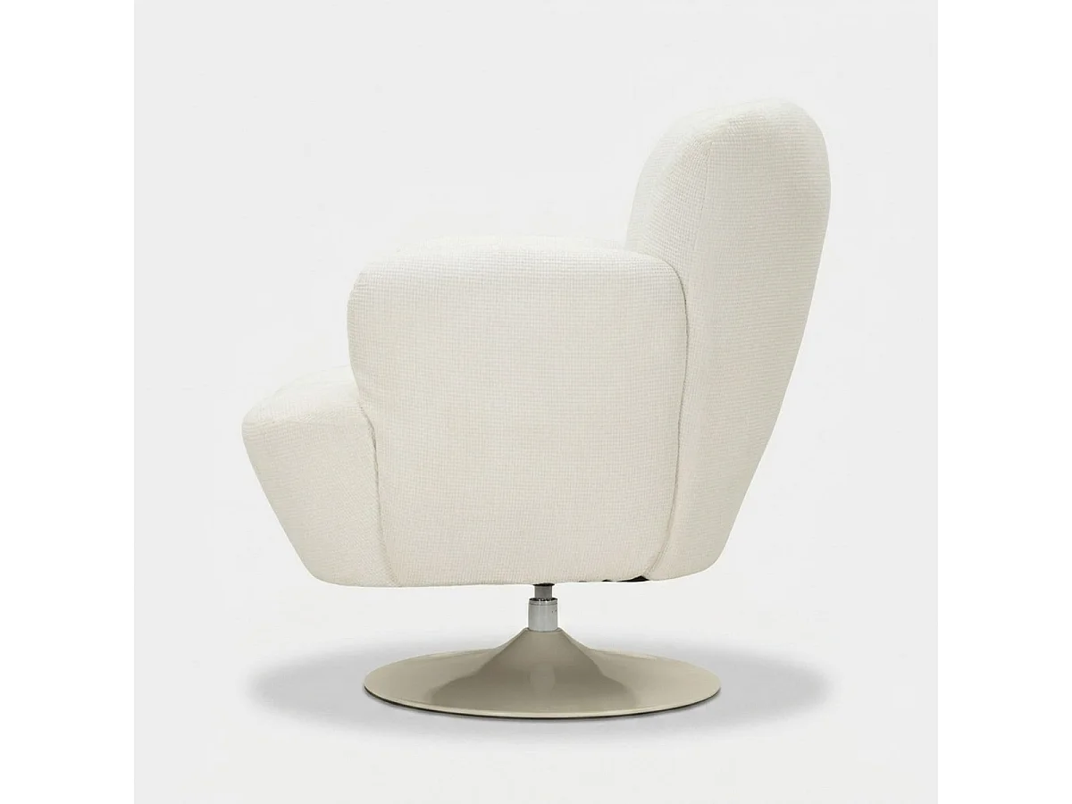 Witte draaibare fauteuil in retrostijl, 86x77x92 cm