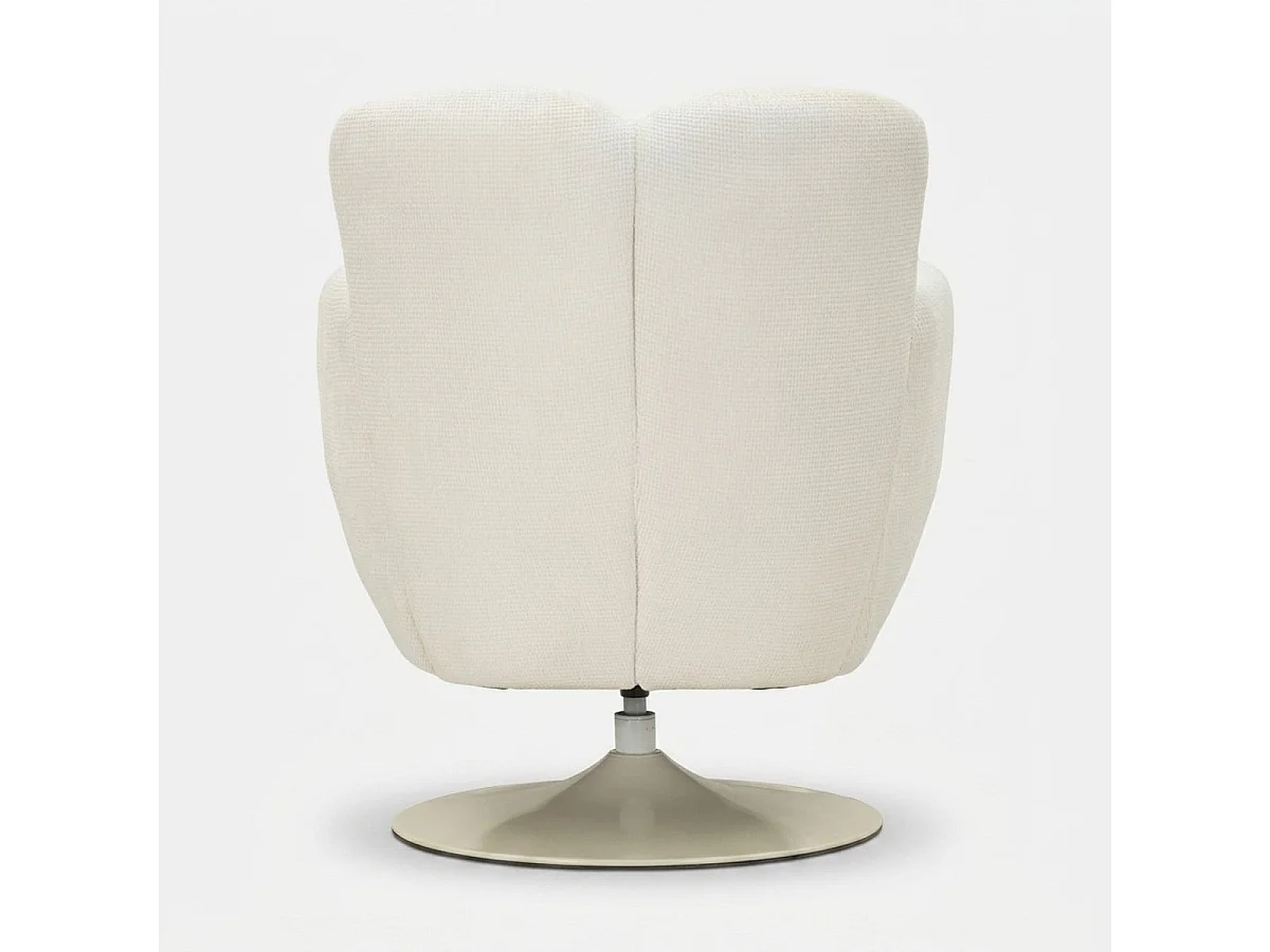 Witte draaibare fauteuil in retrostijl, 86x77x92 cm