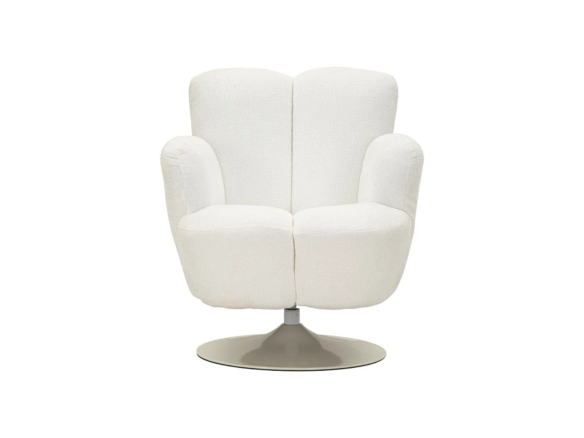 Witte draaibare fauteuil in retrostijl, 86x77x92 cm