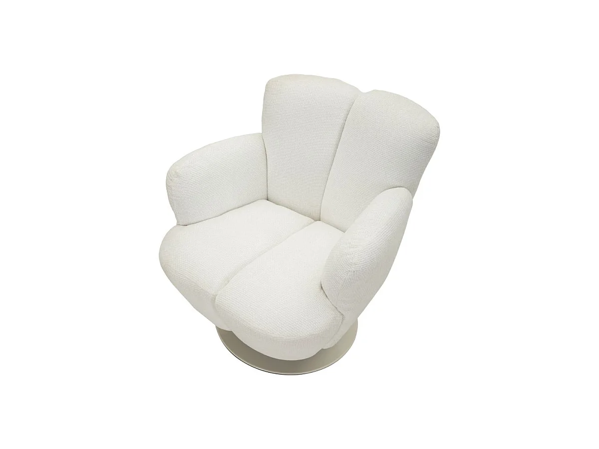 Witte draaibare fauteuil in retrostijl, 86x77x92 cm
