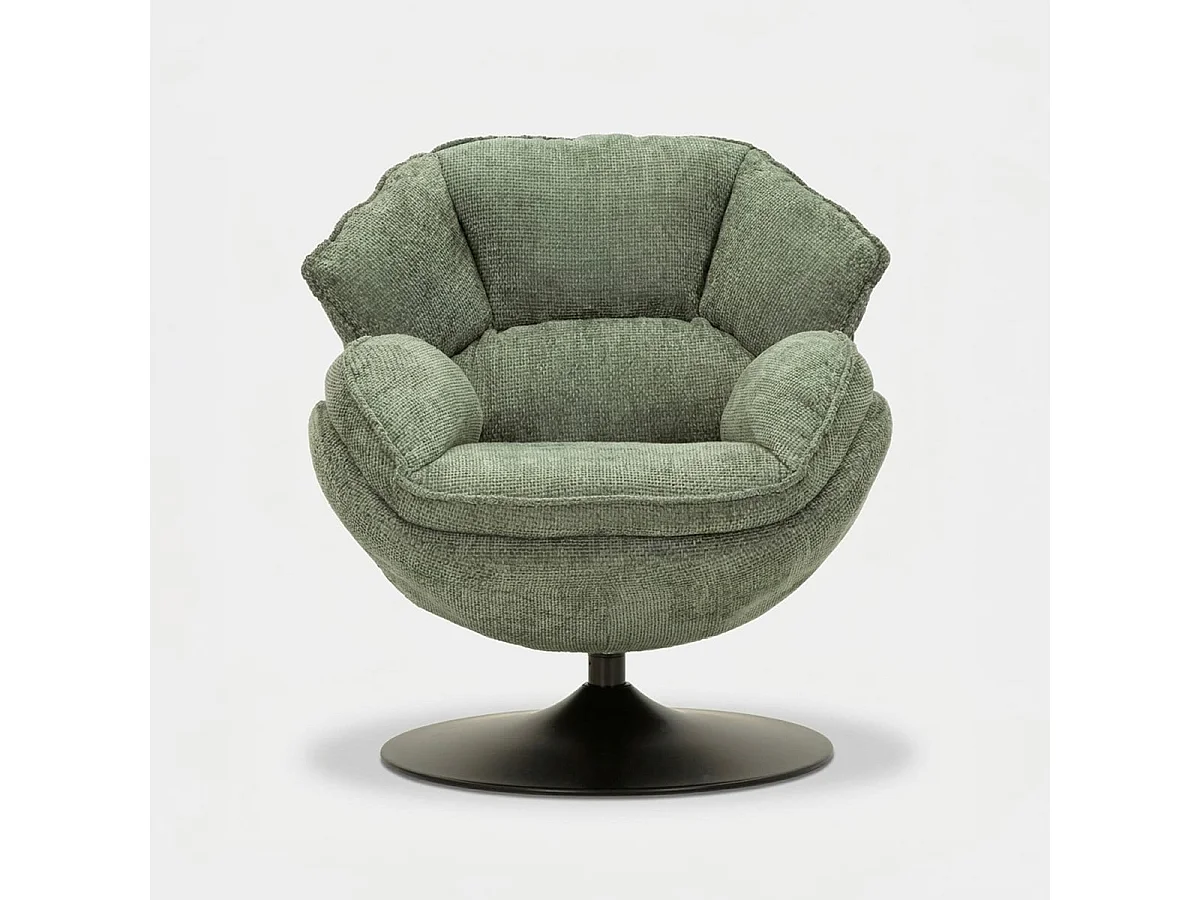 Groene draaibare fauteuil in retrostijl 85x80x81 cm