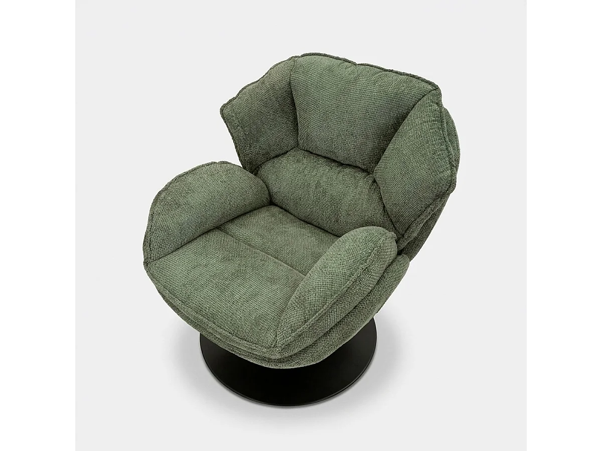 Groene draaibare fauteuil in retrostijl 85x80x81 cm
