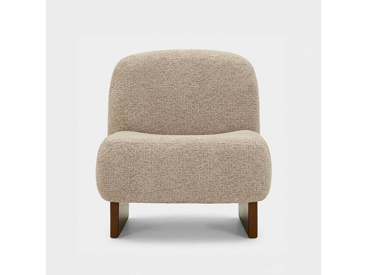 Fauteuil Japandi en tissu bouclette pour salon Kyoto Poise