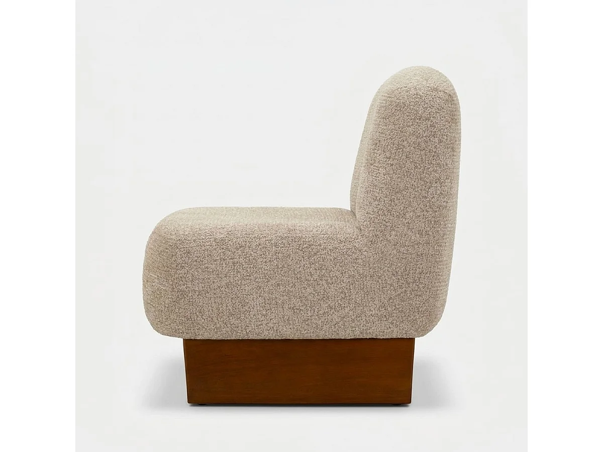 Fauteuil Japandi en tissu bouclette pour salon Kyoto Poise