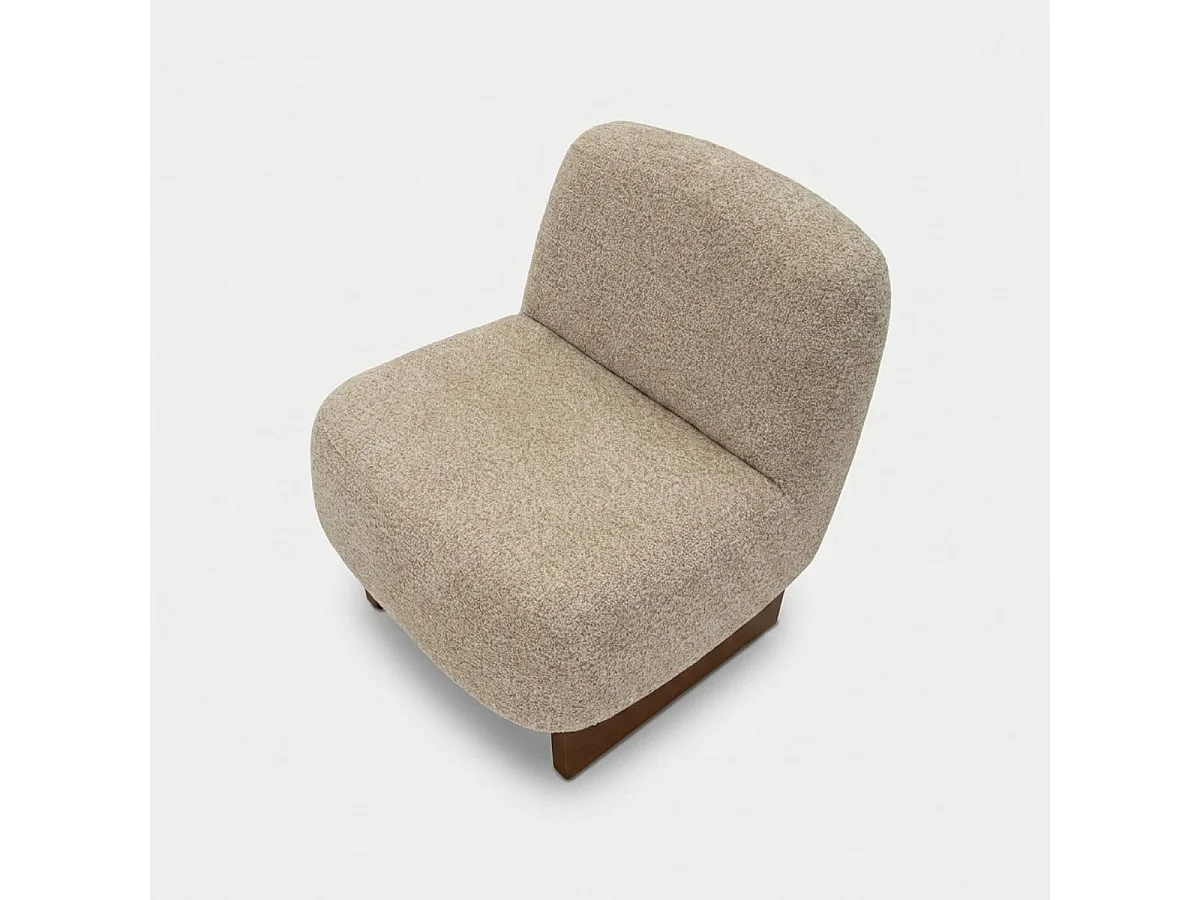 Fauteuil Japandi en tissu bouclette pour salon Kyoto Poise