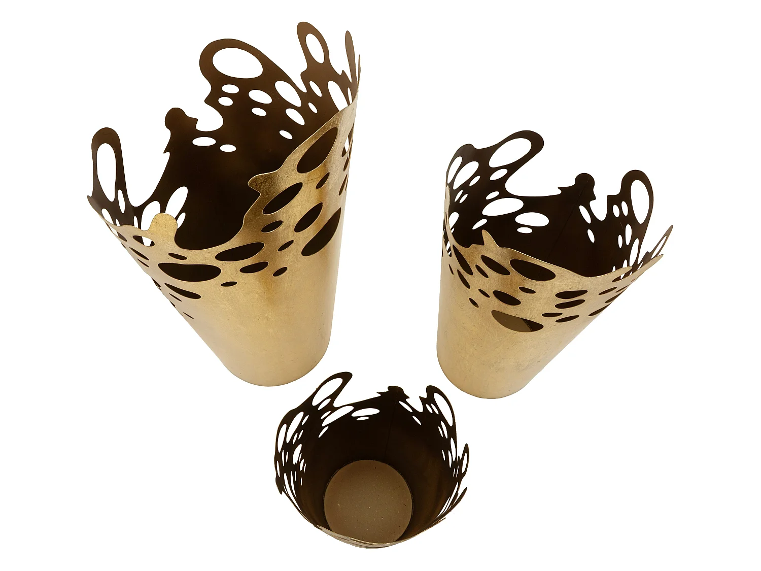 Ensemble de 3 pots de fleurs glamour à bord perforé