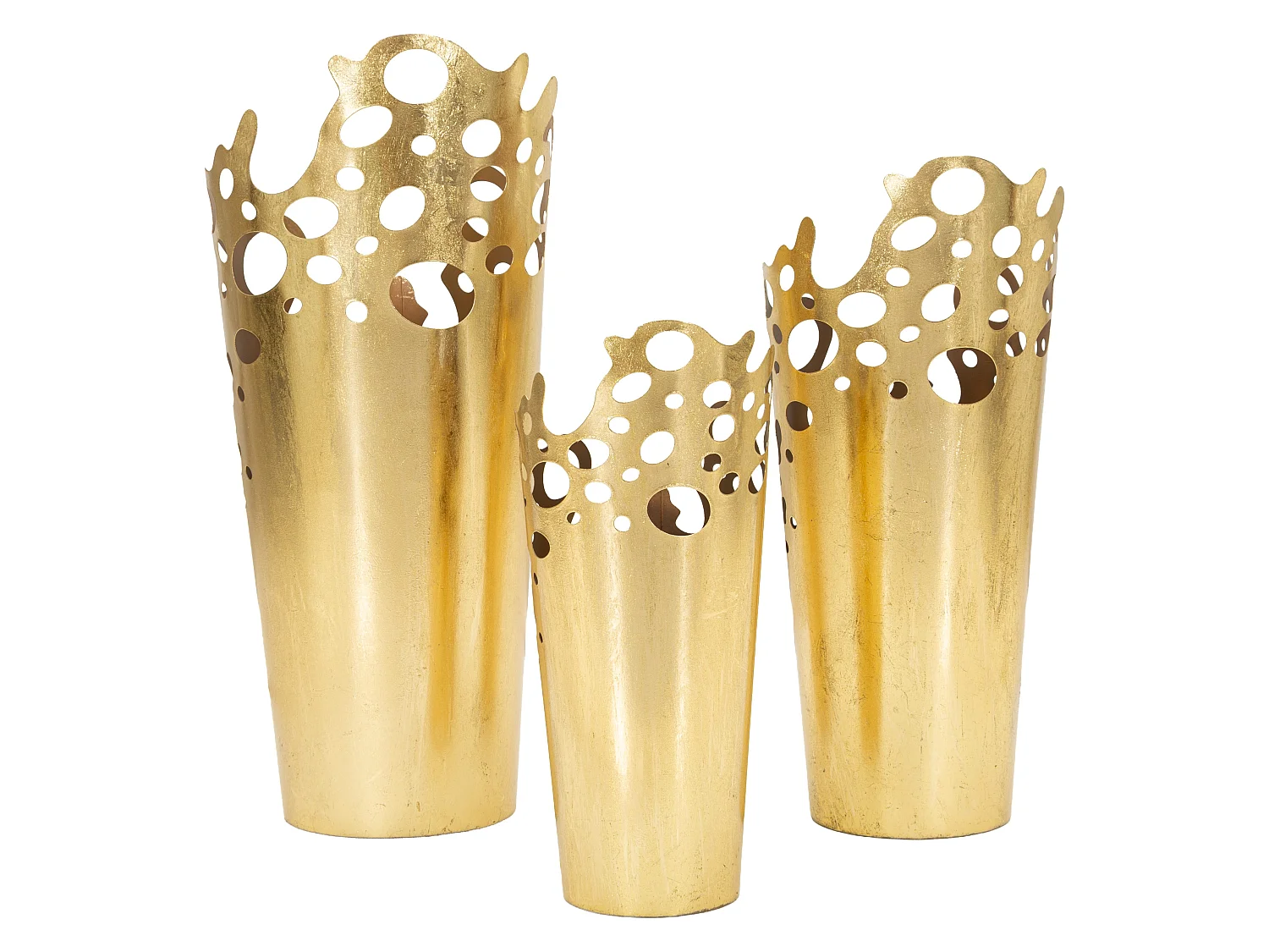 Ensemble de 3 pots de fleurs glamour à bord perforé