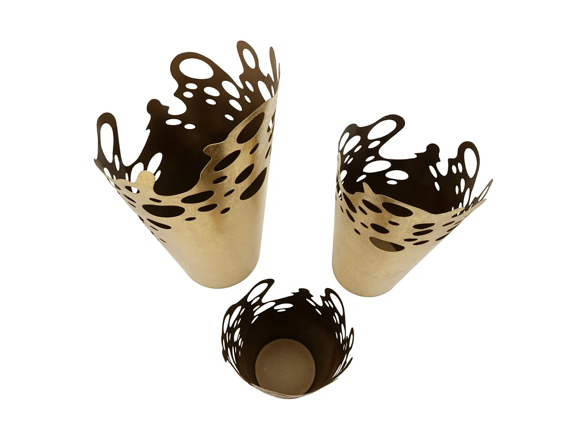 Lot de 3 Cache-Pots Design "Corallo" 75cm Or