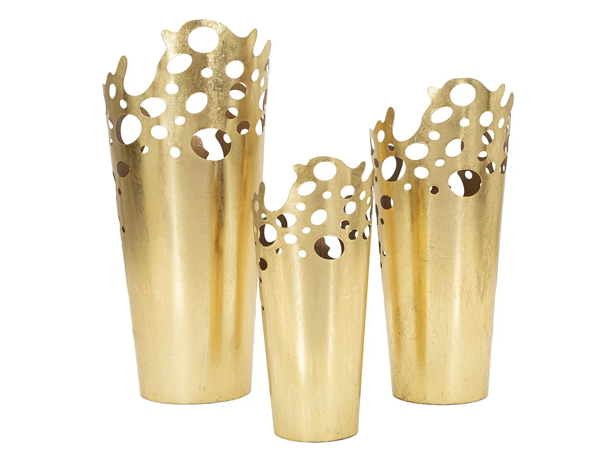Lot de 3 Cache-Pots Design "Corallo" 75cm Or