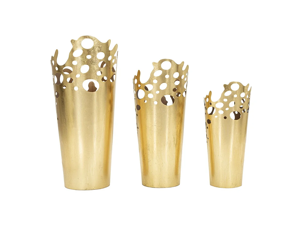 Lot de 3 Cache-Pots Design "Corallo" 75cm Or